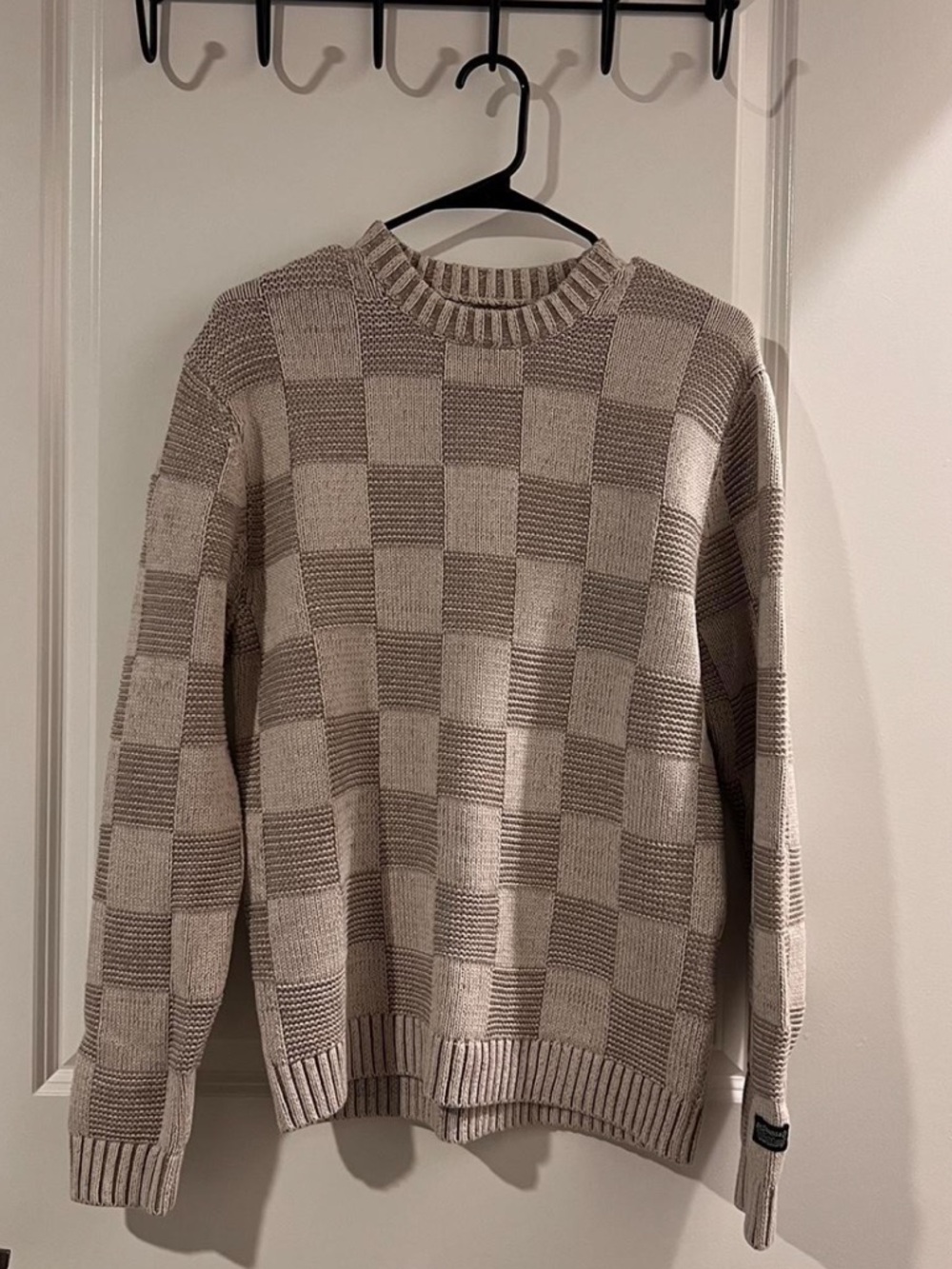 Levi's Beige Checkerboard Crewneck Sweater